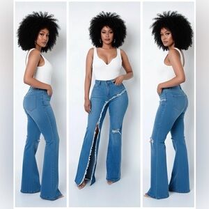 Women's Flared Jeans with High Waist Bottom Pants for Comfortable Denim Style
